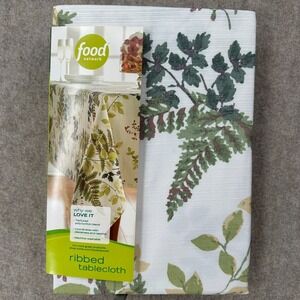 Food Network 60 x 84" Ribbed‎ Oblong Tablecloth - Botanical Fern